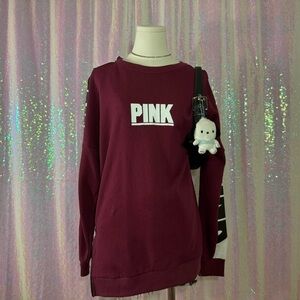 victoria's secret pink burgundy crewneck sweatshirt